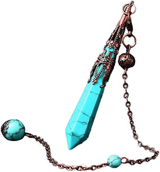 Handmade Natural Crystal Pendulum Necklace - Amethyst, Rose Quartz & Obsidian Multi-Gemstone - 5A Energy-Infused Dowsing Stone Jewelry for Feng Shui Luck & Wealth, Hypoallergenic, Perfect Birthday/Bridal Gift