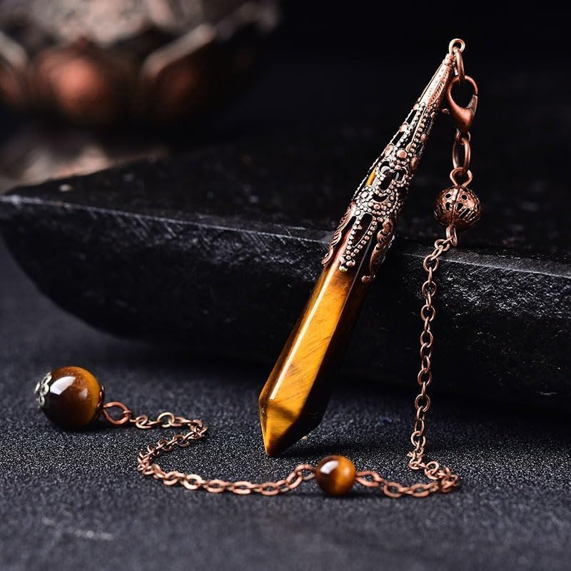 Handmade Natural Crystal Pendulum Necklace - Amethyst, Rose Quartz & Obsidian Multi-Gemstone - 5A Energy-Infused Dowsing Stone Jewelry for Feng Shui Luck & Wealth, Hypoallergenic, Perfect Birthday/Bridal Gift